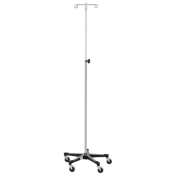 Blickman 2 Hook Stainless Steel IV Stand with Tru-Loc (5 Legs)