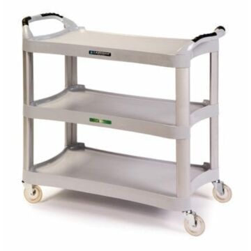 500 lb Capacity Three Shelf Plastic Utility Cart with Dual Handle