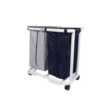 Deluxe New Era Large Double Hamper with zipper opening bag and foot pedal