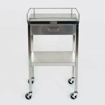 Stainless Steel Utility Table with Drawers and Guardrail - 1 Drawer