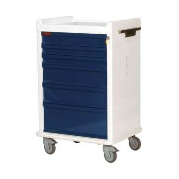 MRI-Conditional Six Drawer Anesthesia Cart Key Lock Standard Package