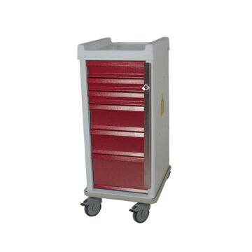 MRI-Conditional Narrow Six Drawer Emergency Cart Breakaway Lock Standard Package