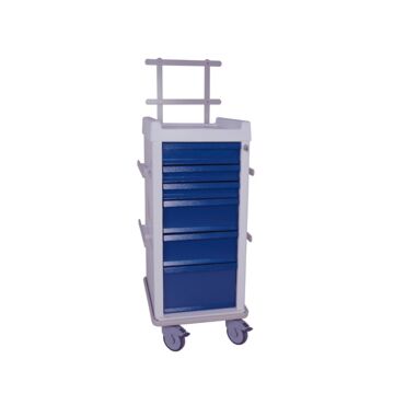 MRI-Conditional Narrow Six Drawer Anesthesia Cart Key Lock Specialty Package