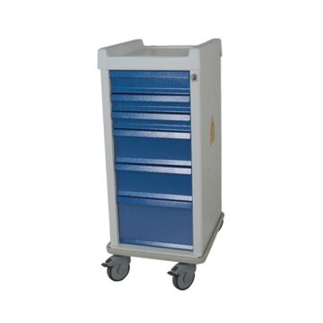 MRI-Conditional Narrow Six Drawer Anesthesia Cart Key Lock Standard Package