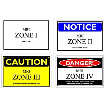 MRI Zone Sign 4 Pack