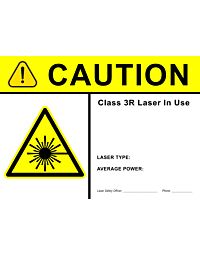 Laser Sign: Caution Class 3R Laser Controlled Area eye protection required 14 x 10