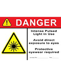 Laser Sign: Danger Intensed Pulsed Light in Use  14 x 10