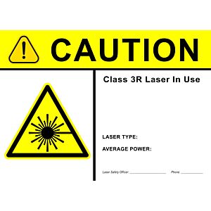 Laser Sign: Caution Class 3R Laser Controlled Area eye protection required 14 x 10