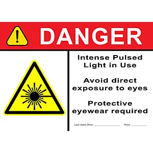 Laser Sign: Danger Intensed Pulsed Light in Use  14 x 10