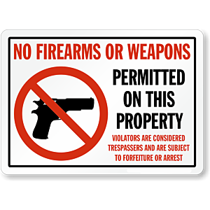 Aluminum No Firearms Sign